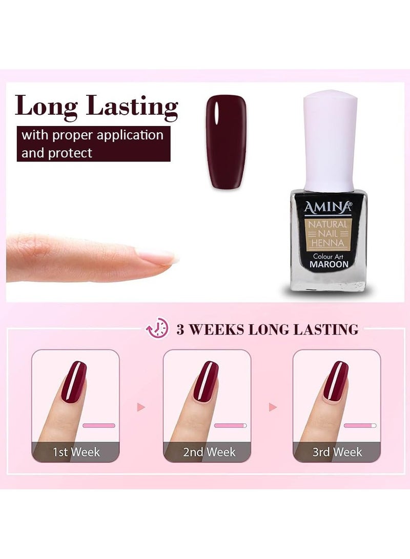 Amina Instant Nail Henna Polish Mehendi Bottle | Vegan & Halal Nail Polish For Women & Girls | Without Chemicals | Long Lasting | Ready To Use Maroon Colour Stain | - Image 3