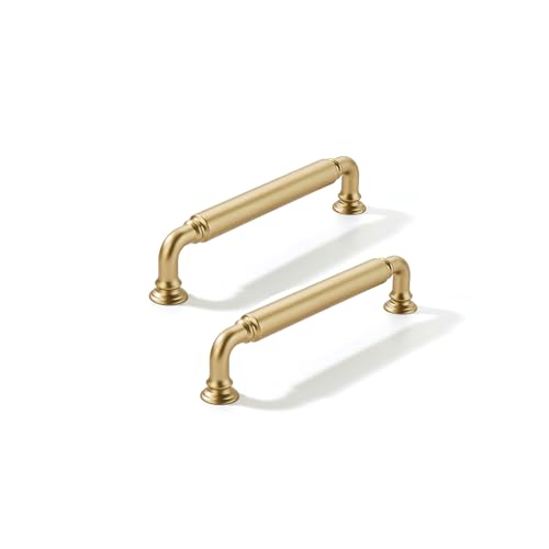 CABDM 10 Pack 3 Inch Hole Center Brushed Gold Cabinet pulls HeavyDuty Solid Matte Satin Gold Cabinet Handle Hardware Suitable for cabinets Dressers Kitchens and Bathroom cabinets - Image 1