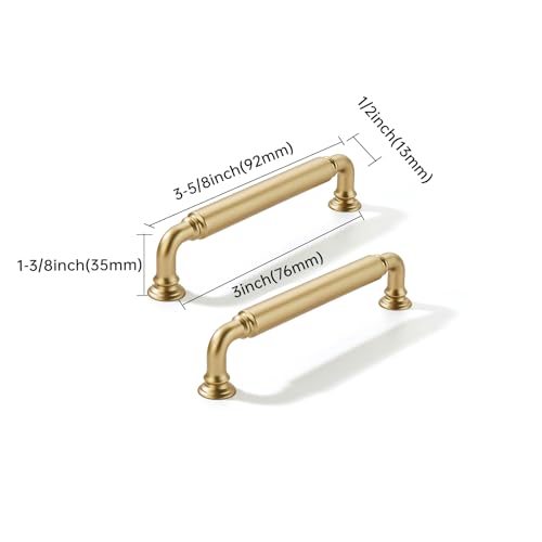 CABDM 10 Pack 3 Inch Hole Center Brushed Gold Cabinet pulls HeavyDuty Solid Matte Satin Gold Cabinet Handle Hardware Suitable for cabinets Dressers Kitchens and Bathroom cabinets - Image 3