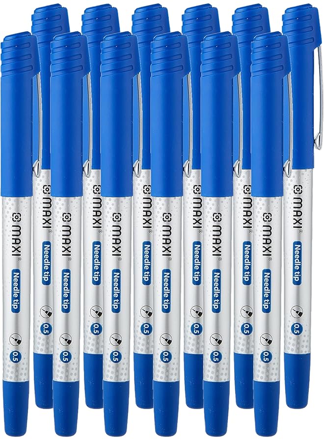 Maxi Roller Pen 0.5Mm Needle Tip Box Of 12Pc Blue - Image 1