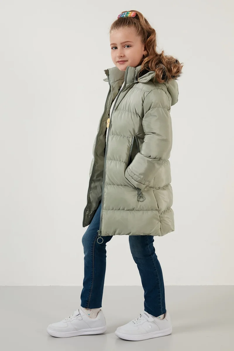 Lela Feather Hooded Puffer Coat with Pockets Girls' Coat 5766038