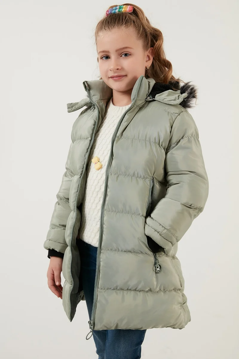 Lela Feather Hooded Puffer Coat with Pockets Girls' Coat 5766038
