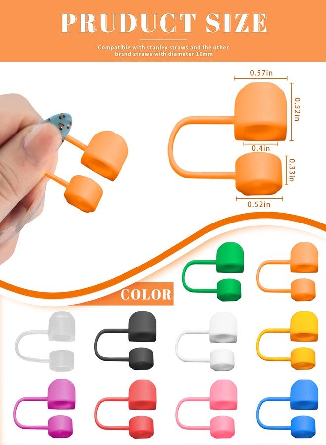 يتومي مجموعة YETOOME المكونة من 20 قطعة من أغطية المصاصات العصرية لستانلي، أغطية سيليكون ملونة لطيفة قابلة لإعادة الاستخدام لمصاصات الأكواب مقاس 10 مم - Image 3