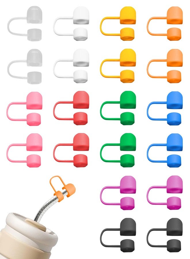 يتومي مجموعة YETOOME المكونة من 20 قطعة من أغطية المصاصات العصرية لستانلي، أغطية سيليكون ملونة لطيفة قابلة لإعادة الاستخدام لمصاصات الأكواب مقاس 10 مم - Image 1