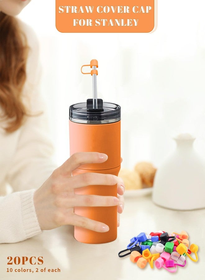 يتومي مجموعة YETOOME المكونة من 20 قطعة من أغطية المصاصات العصرية لستانلي، أغطية سيليكون ملونة لطيفة قابلة لإعادة الاستخدام لمصاصات الأكواب مقاس 10 مم - Image 2