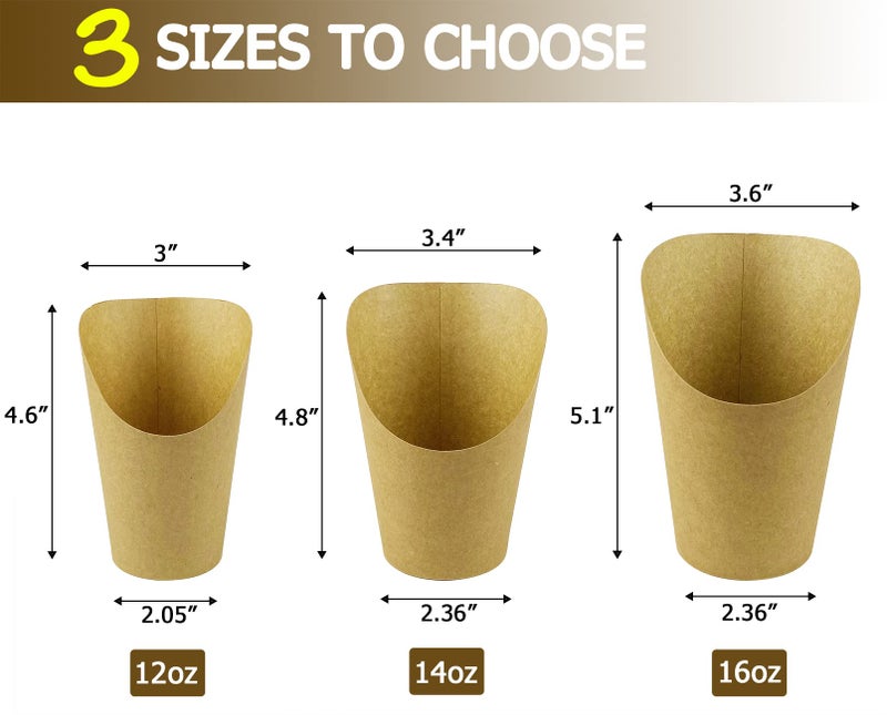 CAMKYDE 50 Pcs French Fries Holder, 14oz Disposable Paper French Fry Cups Charcuterie Cups for all Occasions (14oz) - Image 2