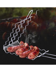 Y&D Barbecue Grilling Basket BBQ Hot Dog Griller Rack Premium Quality Metal for 6 Dogs Strong load-bearing capacity Grill Mesh Clip Holder Picnic Kitchen Tools  - Image 4