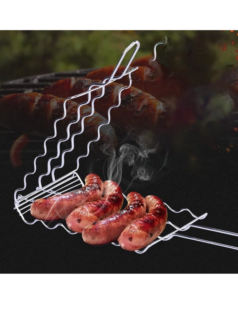 Y&D Barbecue Grilling Basket BBQ Hot Dog Griller Rack Premium Quality Metal for 6 Dogs Strong load-bearing capacity Grill Mesh Clip Holder Picnic Kitchen Tools  - Image 4