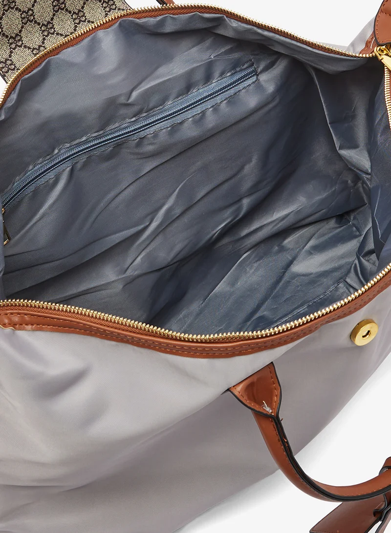 ELLA Grey Multi-use Printed Classic Travel Duffel Bag for Women | Best Price UAE