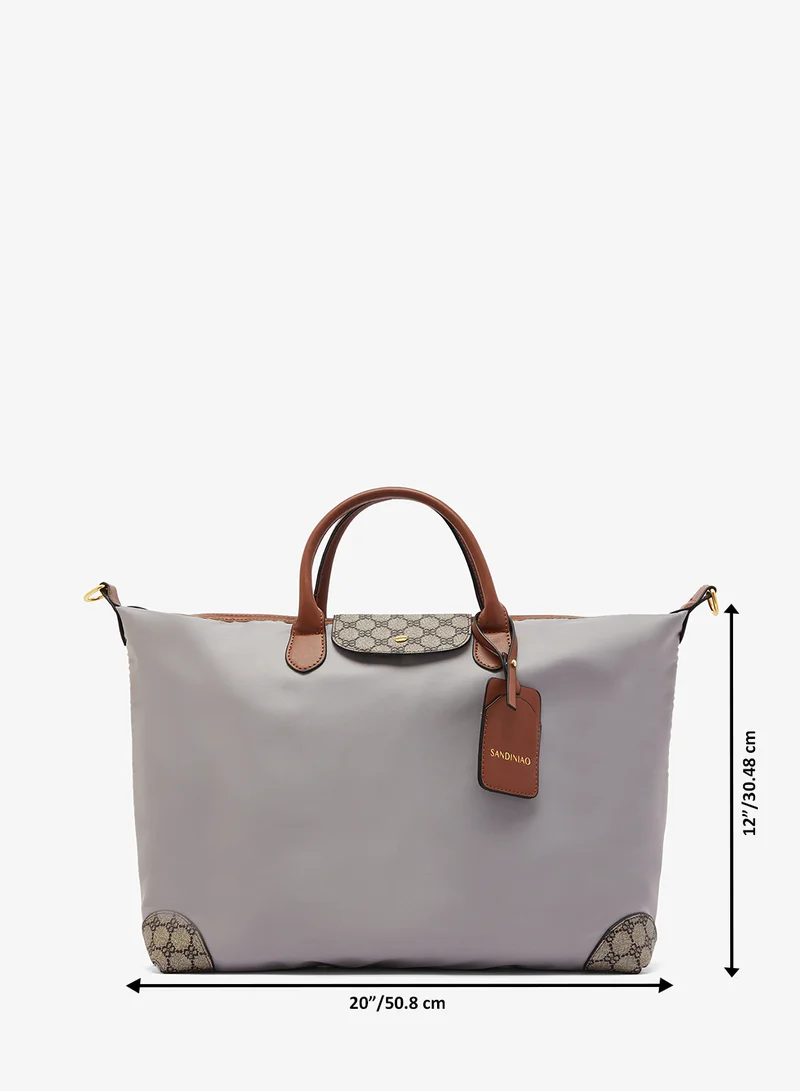 ELLA Grey Multi-use Printed Classic Travel Duffel Bag for Women | Best Price UAE