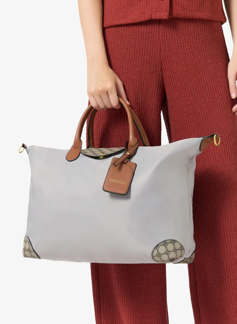 ELLA Grey Multi-use Printed Classic Travel Duffel Bag for Women | Best Price UAE