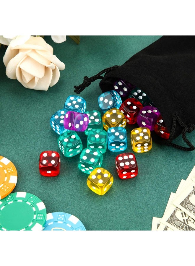 TecUnite TecUnite 6-Sided Game Dice Sets 30 Pieces 14 mm Translucent Polyhedral Dice Set with Black Pouch for Table Games and Teaching, 5 Colors  - Image 2