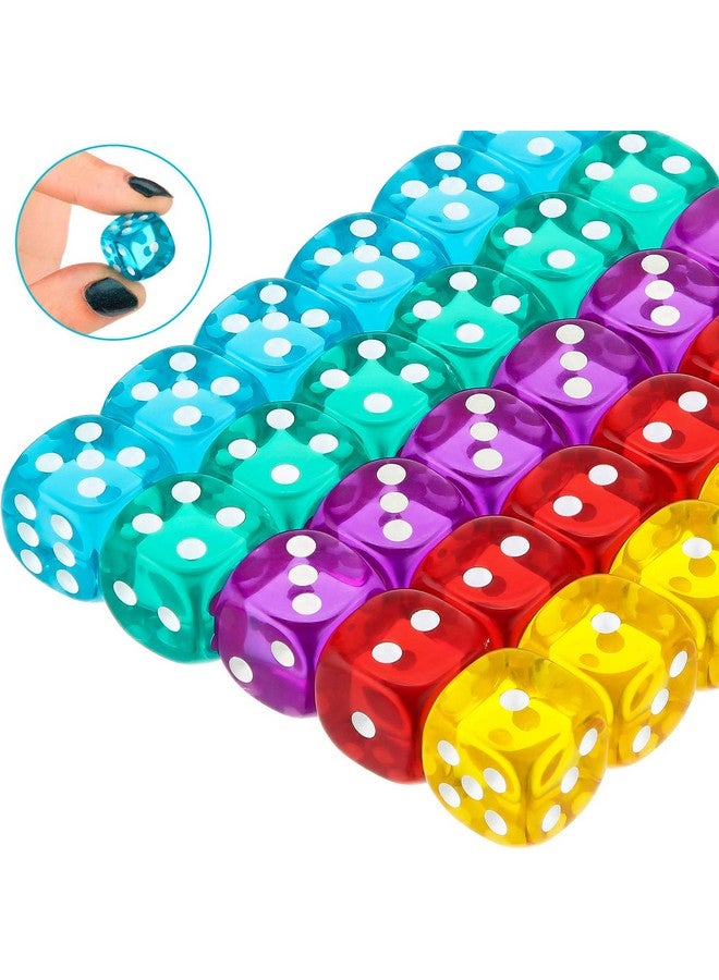 TecUnite TecUnite 6-Sided Game Dice Sets 30 Pieces 14 mm Translucent Polyhedral Dice Set with Black Pouch for Table Games and Teaching, 5 Colors  - Image 4