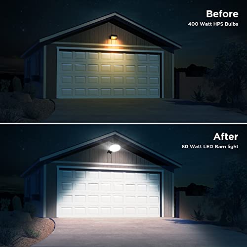 deerdance LED Barn Light, Dusk to Dawn Outdoor Lighting with 80W 10000LM 5000K Daylight, IP65 Waterproof Area Street Light for Farmhouse Barns Garage Yard Warehouse Outdoor Security Lighting, (2Pack) - Image 2
