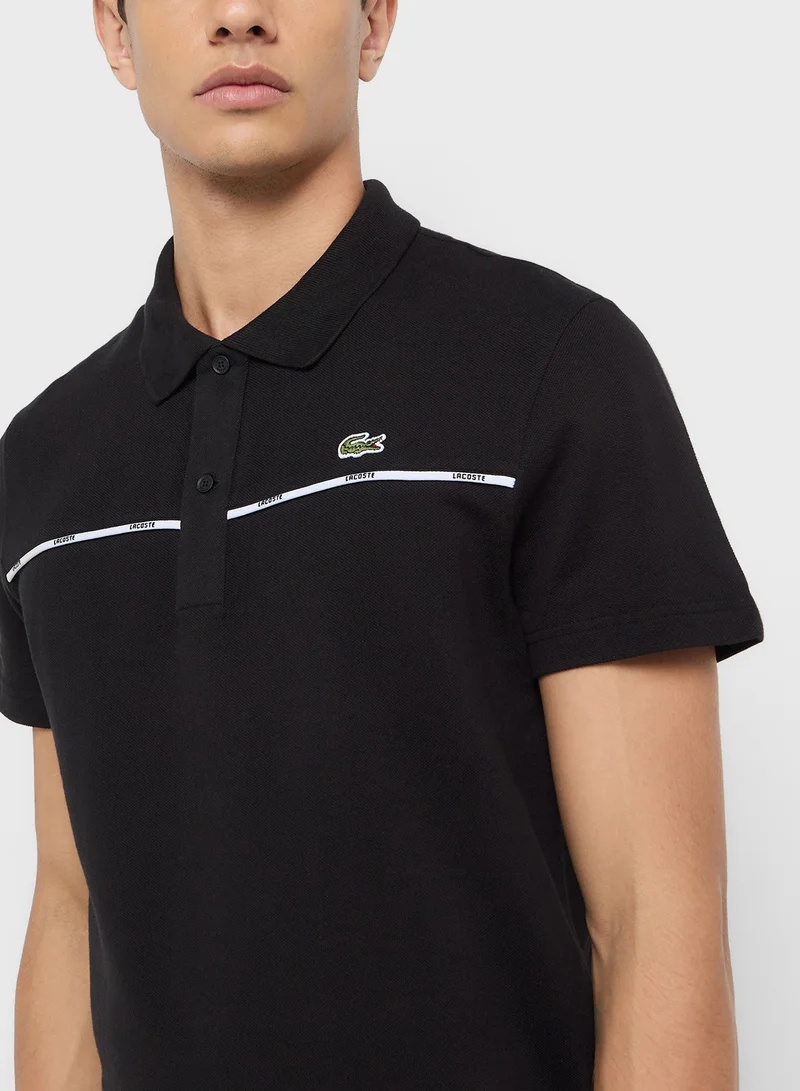LACOSTE Stretch Pique Trim Pop Polo