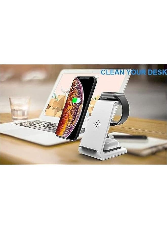 Generic - Wireless Charger iPhone,3 in 1 Fast Wireless Charging Station Stand Dock for Apple Watch Ultra/8/7/6/SE/5/4/3/2,Airpods Pro,iPhone 15/15 Pro Max/14/13/12/11/X/Pixel 7/6 Phone,Women Men Father Gift - Image 1