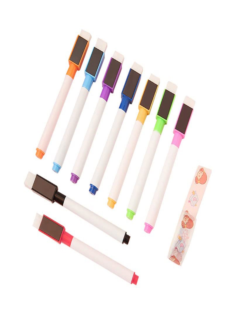 SYOSI Whiteboard Pens, Whiteboard Markers, 9 Pieces Whiteboard Pens and Eraser set, Fine Tip White Board Pens White Board Markers Erasable, Dry Wipe Markers for Kids Weekly Planner Dry Erase Marker  - Image 1