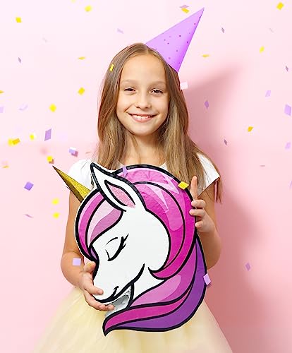 Jergrim Unicorn Pinata 4 Piece Set 16x10 Perfect for Unicorn Theme Birthday Decorations Birthday Girl Party Supplies 1st to 8th Parties Fits piata stuffers and party favors - Image 5