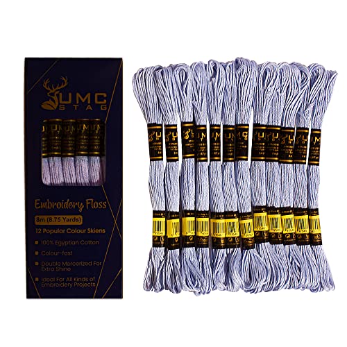 UMC STAG 12 Pieces Variegated Colours Premium Embroidery Thread | 100% Egyptian Cotton Premium Skeins | Cross Stitch Embroidery Floss | Oeko TEX Certified Stranded Cotton | Ideal for Arts & Crafts - Image 2