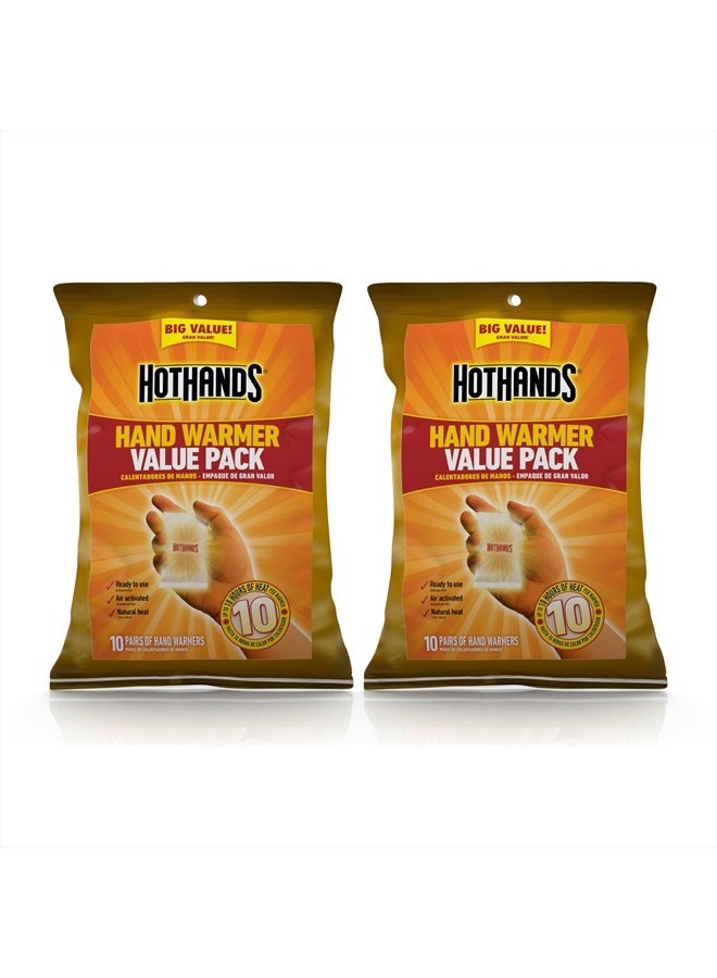 HotHands HH20PRPK16 Hand Warmers - Long Lasting Natural Odorless Air Activated Warmers - Up To 10 Hours Of Heat - 20 Pair Value Pack - Image 1