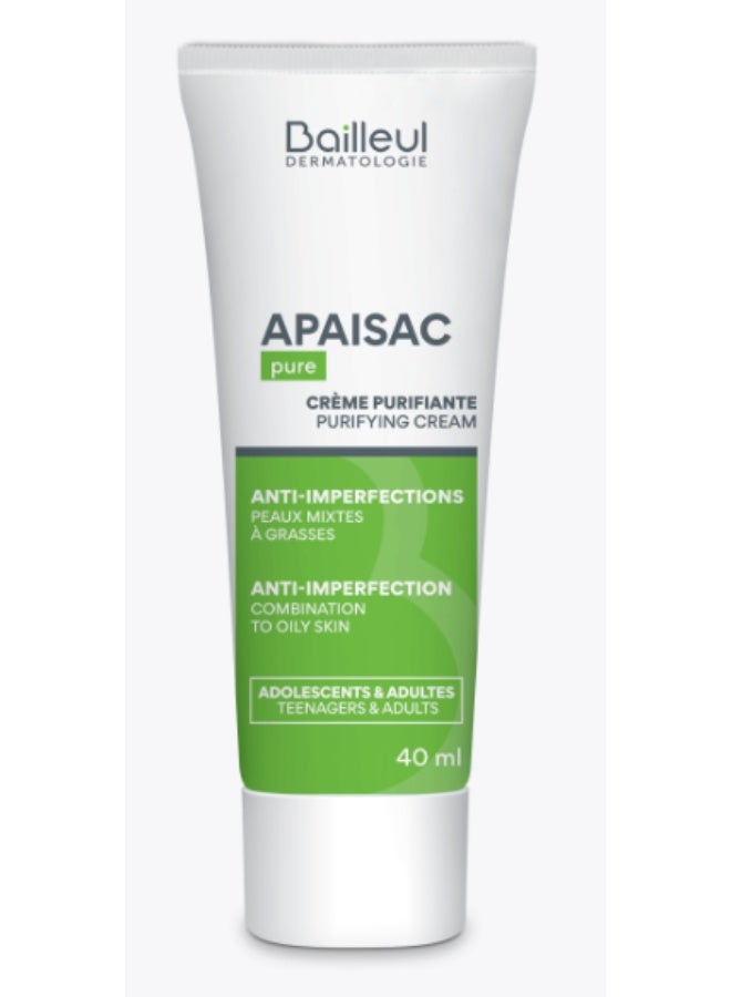 Bailleul Apaisac Purifying Cream 40ml – Soothing & Oil Control Face Cream for Acne-Prone Skin - Image 2