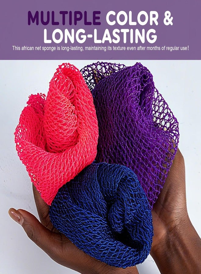 BukSuk Authentic African Net Sponge (3 Pack) - Extra Long Nylon Exfoliating Body Scrubber for Back & Smooth Skin - Quick Drying & Durable Bath Net - Washable & Stretchable (Includes Storage Bag) - Image 4