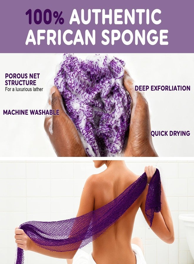 BukSuk Authentic African Net Sponge (3 Pack) - Extra Long Nylon Exfoliating Body Scrubber for Back & Smooth Skin - Quick Drying & Durable Bath Net - Washable & Stretchable (Includes Storage Bag) - Image 2