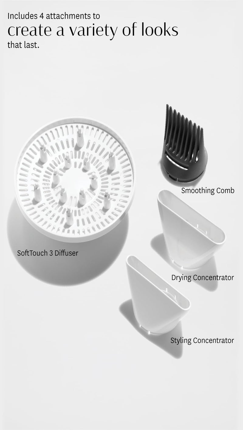 T3 Featherweight StyleMax Professional Ionic Hair Dryer with Custom Heat Automation & 4 Attachments, Fast Drying, Lightweight with 5 Heat & 3 Speed Settings, 2 Concentrators, Diffuser & Smoothing Comb - Image 4