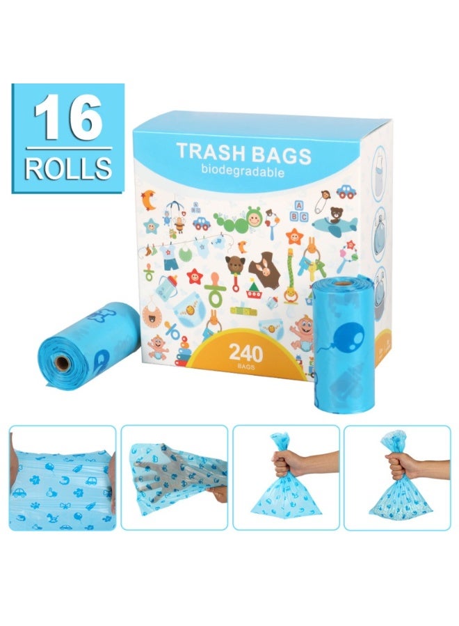 SHENGHUI 16 volumes 240 items  Disposable Diaper Bag Refills with A Trash Bag Dispenser, Safe and Odour Control Biodegradable Baby Nappy Sacks for Collecting Nappies and Garbage - Image 1