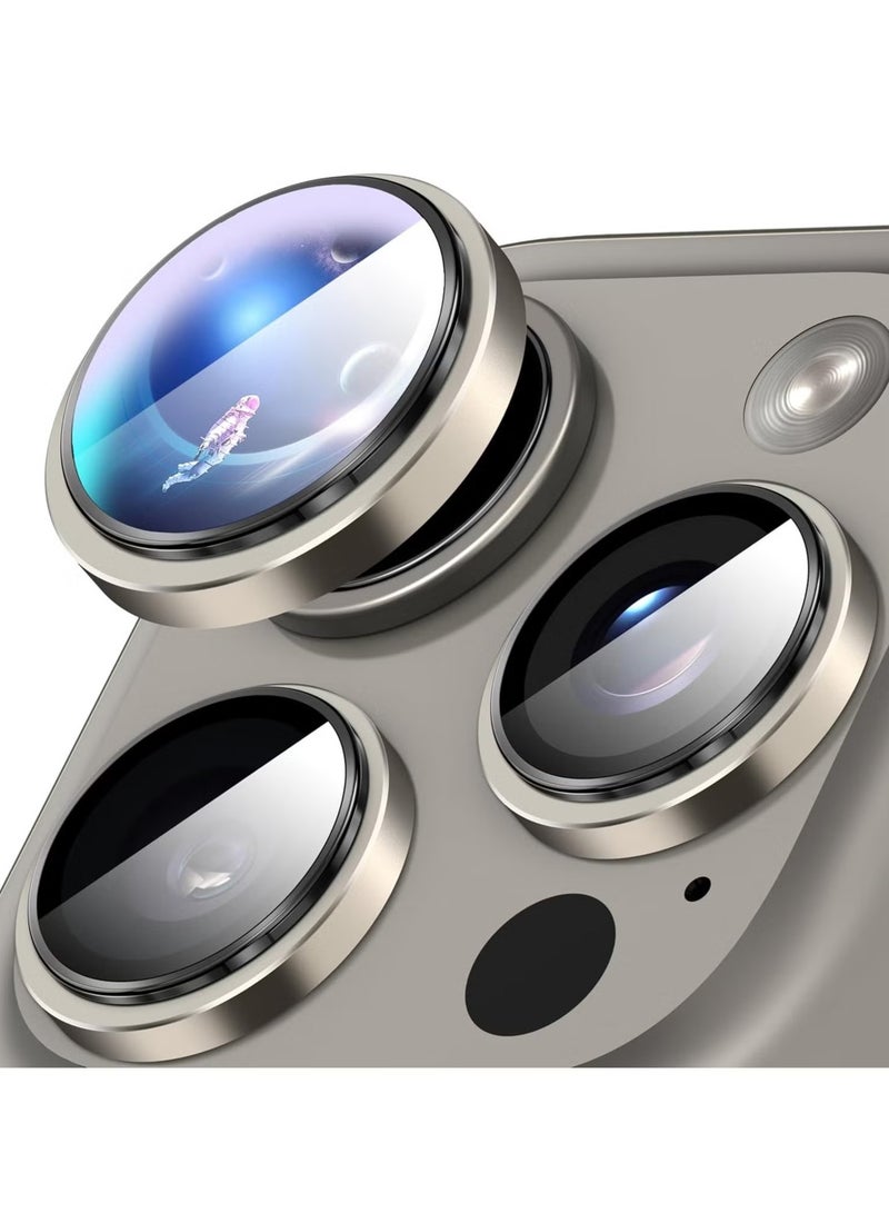 ELTRAZONE Camera Protection for iPhone 16 Pro/16 Pro Max – [Convex Platform HD Tempered Glass] + [Aluminium Ring] Camera Lens Protector (Titanium) - Image 1