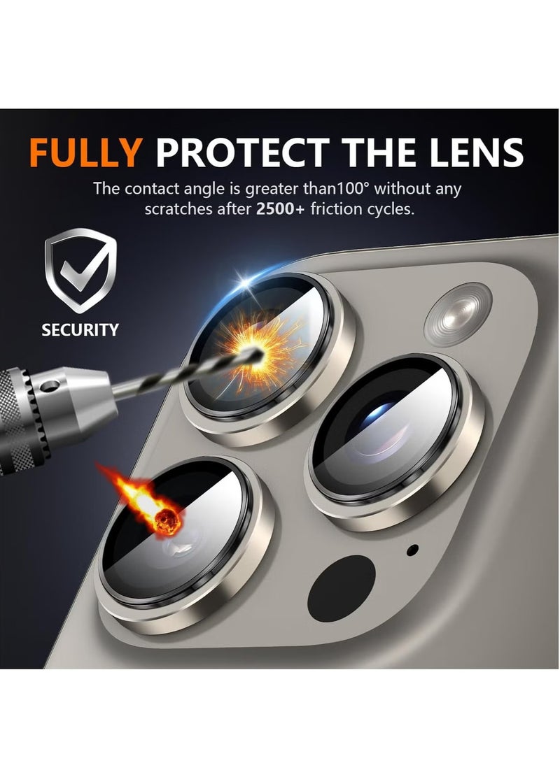 ELTRAZONE Camera Protection for iPhone 16 Pro/16 Pro Max – [Convex Platform HD Tempered Glass] + [Aluminium Ring] Camera Lens Protector (Titanium) - Image 2