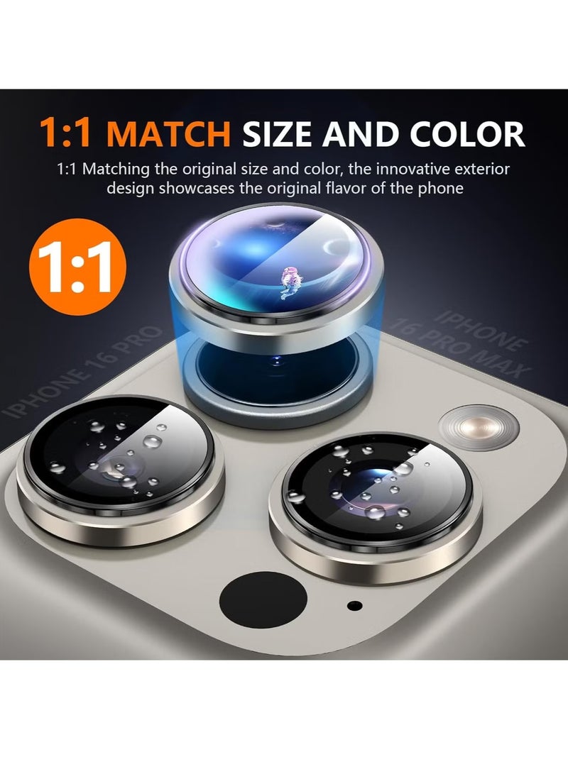 ELTRAZONE Camera Protection for iPhone 16 Pro/16 Pro Max – [Convex Platform HD Tempered Glass] + [Aluminium Ring] Camera Lens Protector (Titanium) - Image 3