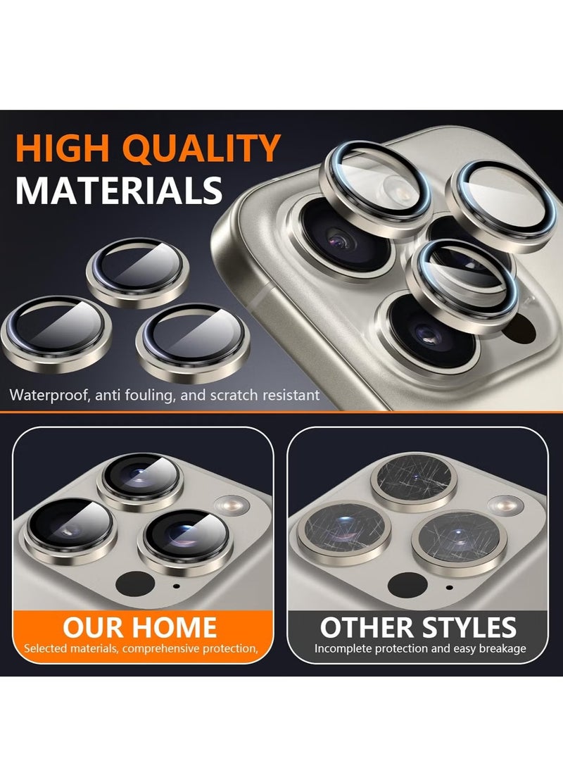 ELTRAZONE Camera Protection for iPhone 16 Pro/16 Pro Max – [Convex Platform HD Tempered Glass] + [Aluminium Ring] Camera Lens Protector (Titanium) - Image 4