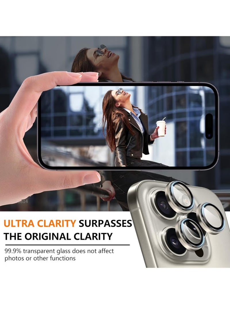 ELTRAZONE Camera Protection for iPhone 16 Pro/16 Pro Max – [Convex Platform HD Tempered Glass] + [Aluminium Ring] Camera Lens Protector (Titanium) - Image 5