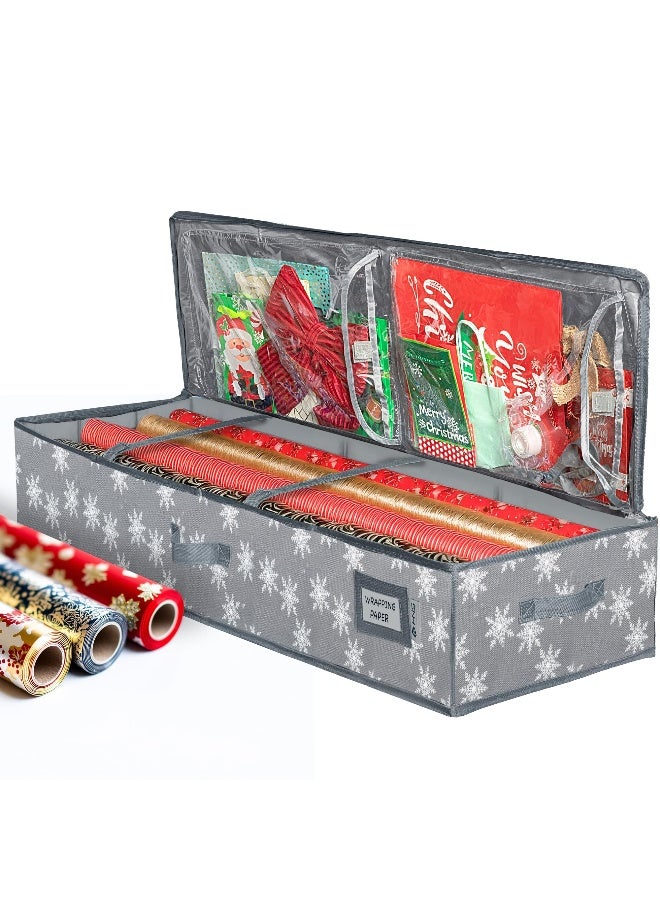 HOLDN’ STORAGE Wrapping Paper Storage Container - Fits up to 27 Rolls 1 3/8” Diam. - Underbed Gift Wrap Organizer Bags, Wrapping Paper Rolls, Ribbon, and Bows - Under Bed- Durable Material 600D - Up to 40" Rolls - Image 1