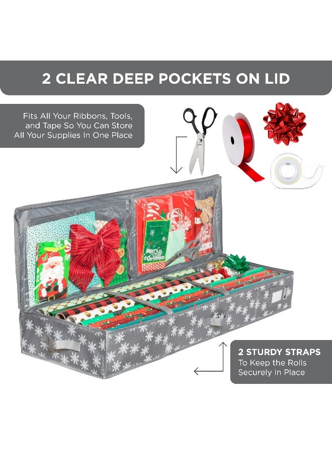 HOLDN’ STORAGE Wrapping Paper Storage Container - Fits up to 27 Rolls 1 3/8” Diam. - Underbed Gift Wrap Organizer Bags, Wrapping Paper Rolls, Ribbon, and Bows - Under Bed- Durable Material 600D - Up to 40" Rolls - Image 4