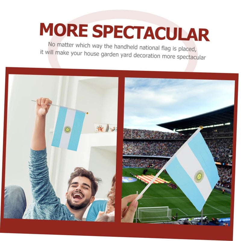 32 Pcs Handheld National Flags with Pole Polyester 21x14cm Football Fan Cheering Accessories for Supporters - Image 5
