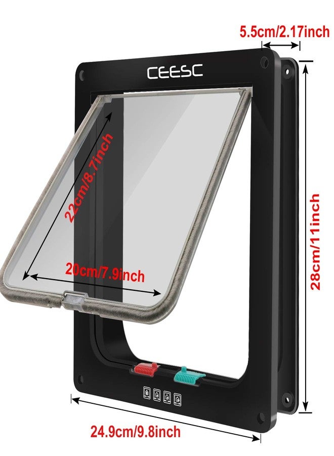 CEESC باب قطط كبير جدًا من سيسك (مقاس خارجي 11 بوصة × 9.8 بوصة)، باب قطط كبير بقفل رباعي الاتجاهات للأبواب الداخلية والخارجية، باب مقاوم للعوامل الجوية للحيوانات الأليفة للقطط والكلاب بمحيط أقل من 24.8 بوصة (أسود) - Image 5