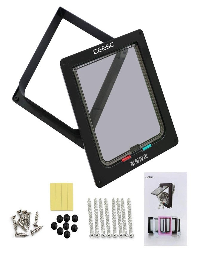 CEESC باب قطط كبير جدًا من سيسك (مقاس خارجي 11 بوصة × 9.8 بوصة)، باب قطط كبير بقفل رباعي الاتجاهات للأبواب الداخلية والخارجية، باب مقاوم للعوامل الجوية للحيوانات الأليفة للقطط والكلاب بمحيط أقل من 24.8 بوصة (أسود) - Image 4