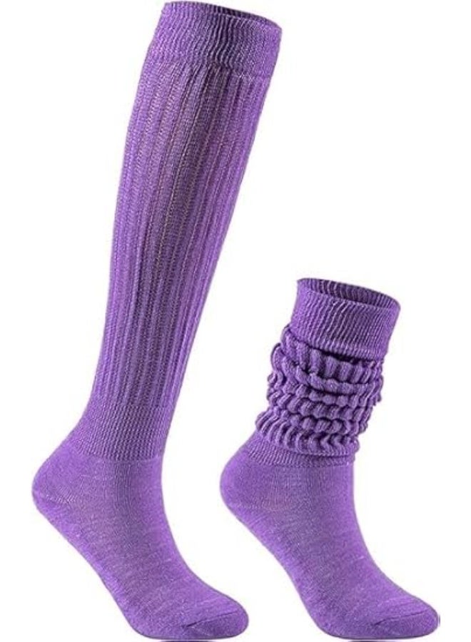 2 Pair Slouch Socks, Leg Warmers, Super Soft Scrunch Knee High Socks, Womens Chunky Stacked Scrunch Socks, Warm Winter Socks, Adjustable Length, for Women Teen Girl - Image 1