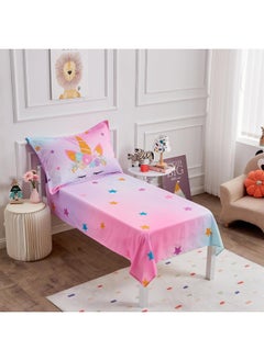 Wowelife Wowelife 4 Piece Toddler Unicorn Bedding Set for Girls, Premium Purple Unicorn Toddler Bed Set Floral Stars  - Image 3
