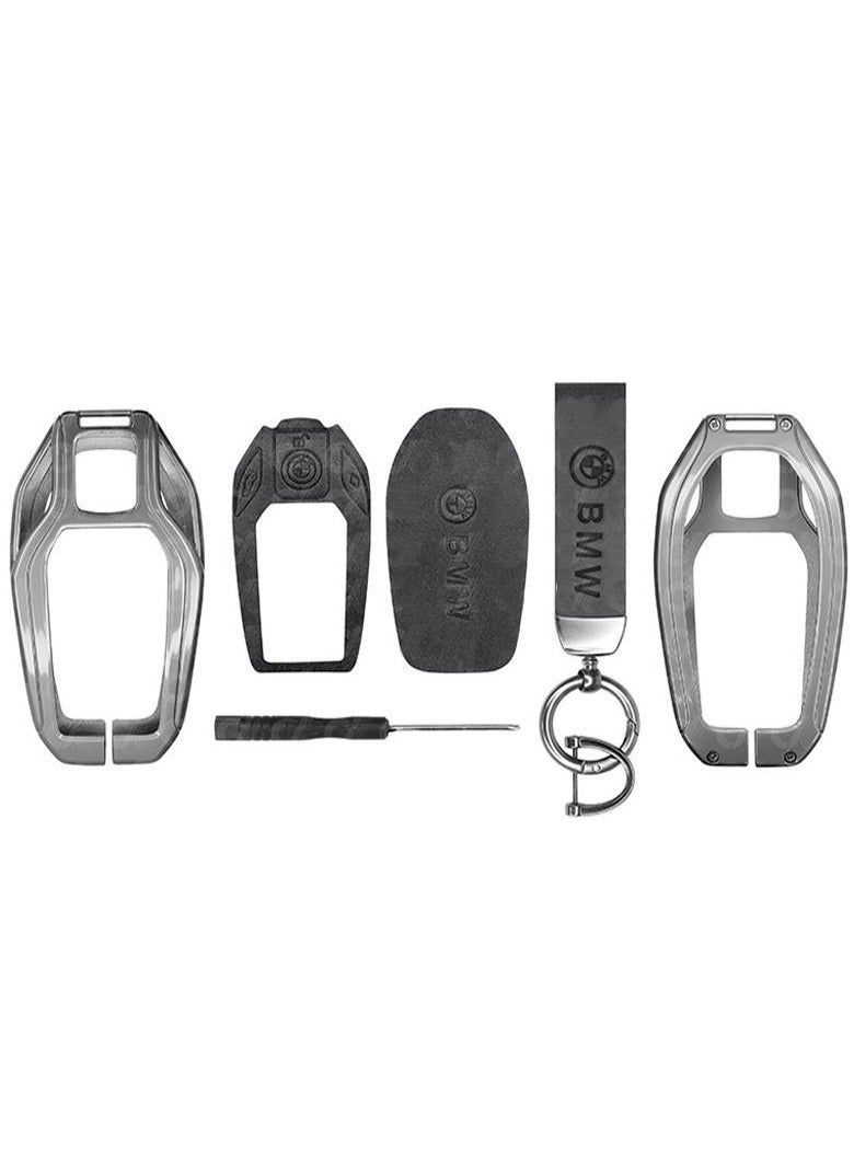 Service Zone TPU Leather Key Fob Cover Keychain For BMW 5 Series X3 X7 Car Remote Key Case -Black  - Image 2