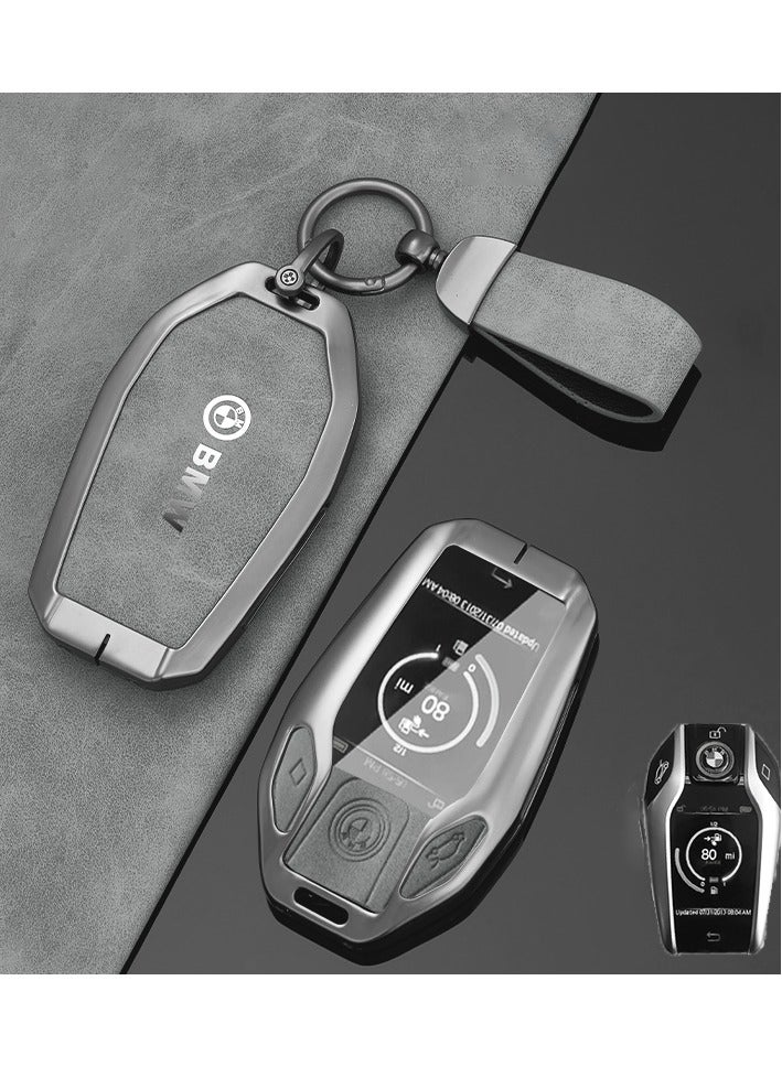 Service Zone TPU Leather Key Fob Cover Keychain For BMW 5 Series X3 X7 Car Remote Key Case -Black  - Image 3