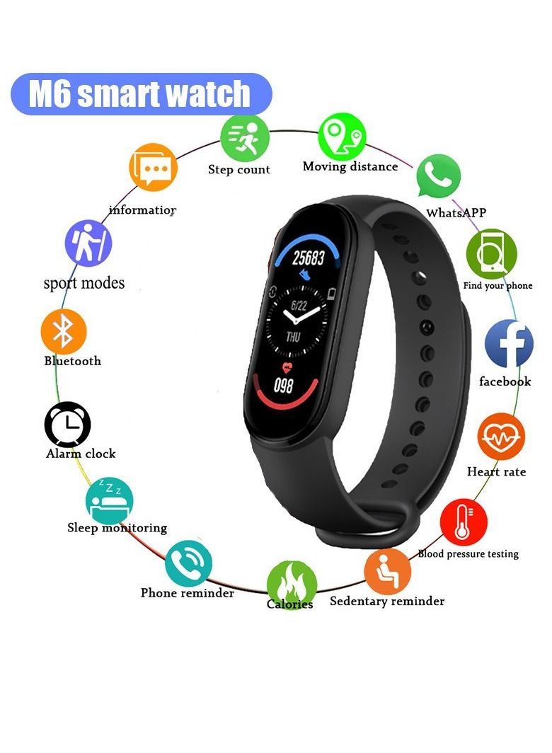 GELESE New Smart Bracelet M9 Heart Rate Pressure Bluetooth Step Meter Music Weather Sleep Monitoring Smart Sports Bracelet Black - Image 1