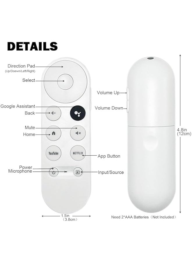 SZAIENXIL G9N9N Replacement Voice Remote Control Compatible with Google Chromecast 4K Snow Streaming Media Player TV GA01919-US (Only Remote)