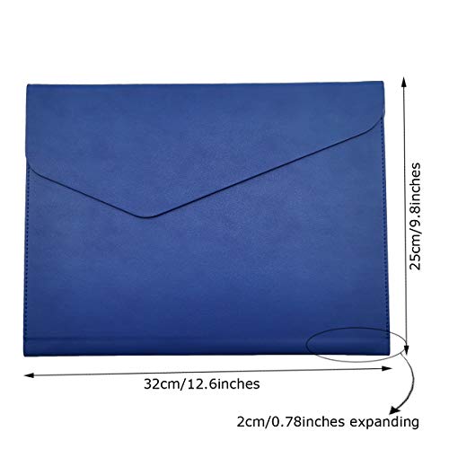 Enyuwlcm PU Leather A4 File Folder Document Holder Waterproof Portfolio Envelope Folder Case with Invisible Magnetic Closure Blue - Image 2