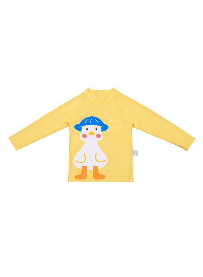 إسكدنيا ملابس سباحة للأطفال ملابس سباحة للأولاد بدلة سباحة واقية من الشمس بأكمام طويلة سريعة الجفاف للأولاد ملابس سباحة احترافية للأولاد - اللون: F001: بدلة سباحة من الصلب بخوذة بطة، مقاس قبعة السباحة المرس - Image 2