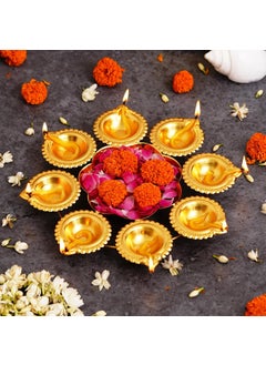 Webelkart Webelkart Diya Shape Flower Decorative Urli Bowl for Home Decor Bowl for Floating Flowers and Home,Office and Table Decor| Diwali Decoration Items - (10 inches - Gold Plated)  - Image 1
