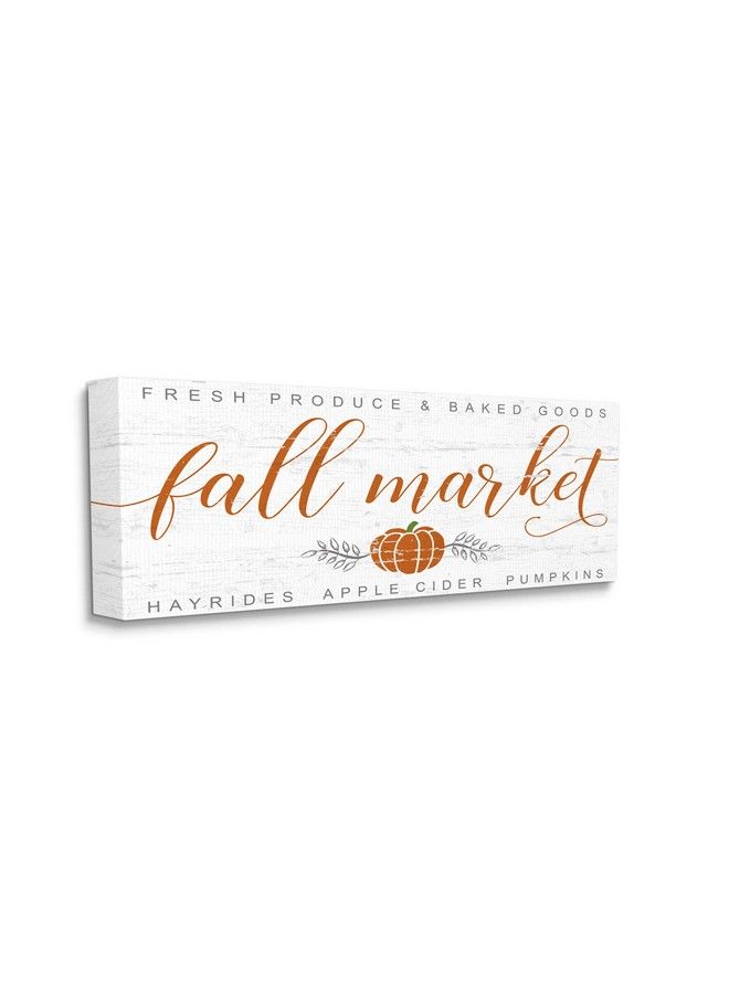 Stupell Industries Charming Fall Market Sign Autumn Pumpkin Design By Jessica Mundo Canvas Wall Art 10 X 24 Off White - Image 1