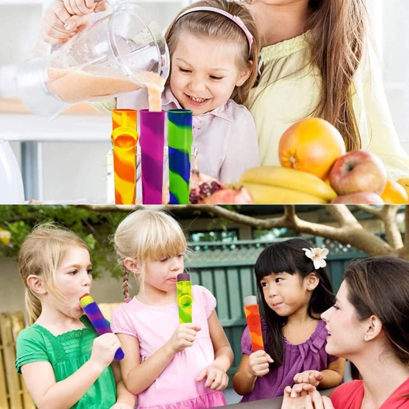 Helpcook Popsicle Molds,6 Pieces Silicone Ice Pop Molds,Drip Free Popsicle Maker for Kids,Easy Release Ice Cream Molds Reusable DIY Pop Molds,BPA Free Freezer Tubes with Lids - Image 3